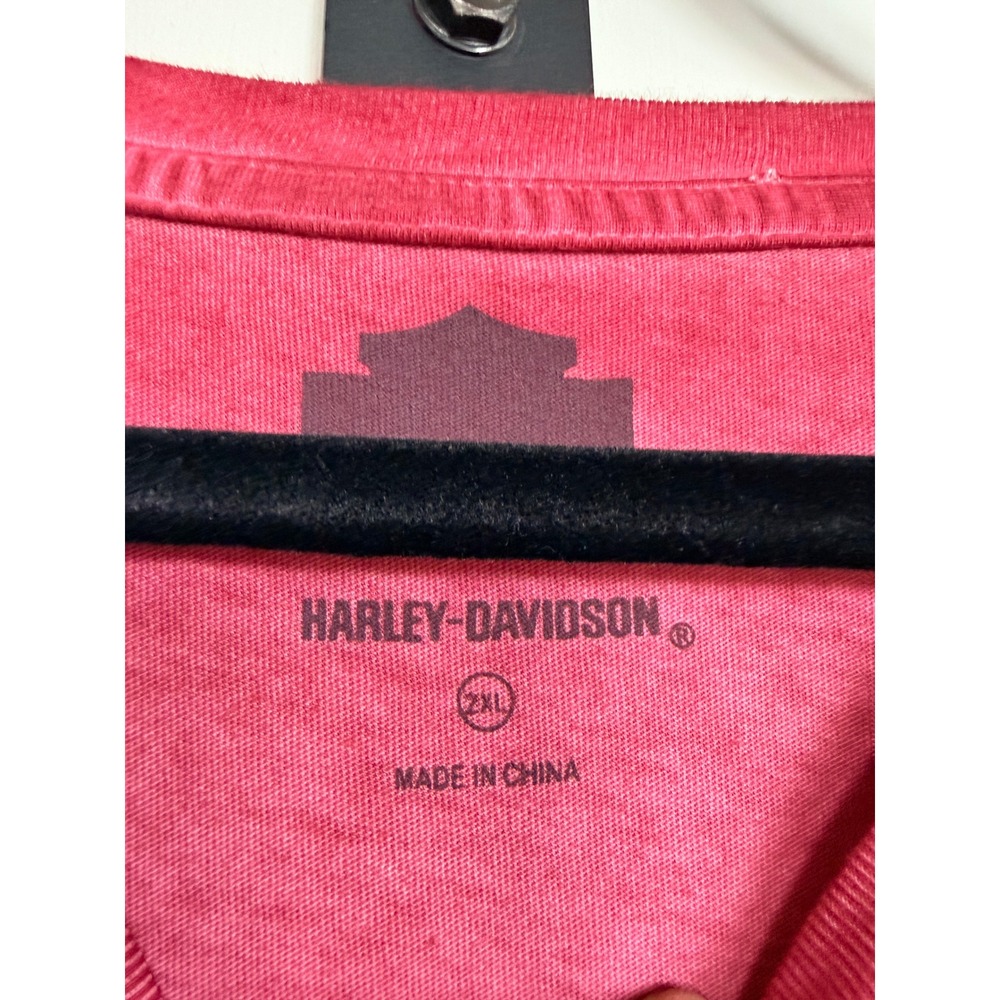 Harley-Davidson Womens Red Graphic T-Shirt Foil Eagle Biker Tee 2XL - Picture 5 of 5